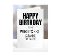 Happy Birthday to the World's Best Cleaning Operative Card, Great Gift for Work Colleagues, Boss, Manager, Funny Presents, Joke, Silly, A5-224a_151