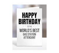 Happy Birthday to the World's Best Gas Station Attendant Card, Great Gift for Work Colleagues, Boss, Manager, Funny Presents, Joke, Silly, A5-224b_47