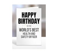 Happy Birthday to the World's Best Health and Safety Officer Card, Great Gift for Work Colleagues, Boss, Manager, Funny Presents, Joke, Silly, A5-224b_72