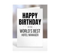Happy Birthday to the World's Best Hotel Manager Card, Great Gift for Work Colleagues, Boss, Manager, Funny Presents, Joke, Silly, A5-224b_93