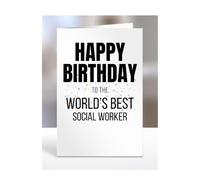 Happy Birthday to the World's Best Social Worker Card, Great Gift for Work Colleagues, Boss, Manager, Funny Presents, Joke, Silly, A5-224c_172