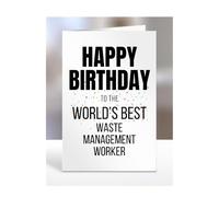 Happy Birthday to the World's Best Waste Management Worker Card, Great Gift for Work Colleagues, Boss, Manager, Funny Presents, Joke, Silly, A5-224c_290