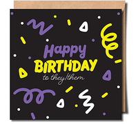 Happy Birthday to they/them non binary greeting card - Non Binary greeting card - Non binary birthday card - LGBT Person Card 150mm x 150mm Premium Card 300gsm