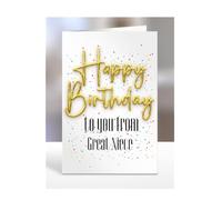 Happy Birthday to you from Great Niece card, present, gifts for men, women, female, male, funny, joke, silly, gag, A5-136_116