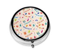 Happy Birthday to You This Small, Round, Three-Compartment Travel Pill Box is Perfect for Storing Daily medications, Vitamins, and on-The-go.
