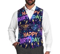 Happy Birthday to You Waistcoats for Men Suit Vest Formal Wedding Party Waist Coat Top XL
