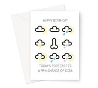 Happy Birthday Today's Forecast is A 99% Chance of Dick Greeting Card | Funny Penis Birthday Card for Friend, Girlfriend, Her,Willy Doodle