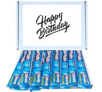 Happy Birthday Treat Box | Bazooka Blue Raspberry Chew Bar 24 Pack of Soft & Sour Chewy Candy | Individually Wrapped Fruity Sweets |Happy Birthday Packaging, Gift for All Ages