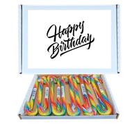 Happy Birthday Treat Box | Bonds Rainbow Candy Canes 12 Pack Gift Box Individually Wrapped |Happy Birthday Packaging | Gift for All Ages