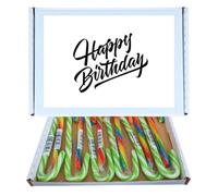 Happy Birthday Treat Box | Bonds Watermelon & Rainbow Candy Canes 12 Pack Gift Box 6 of Each Flavour Individually Wrapped|Happy Birthday Packaging, Gift for All Ages