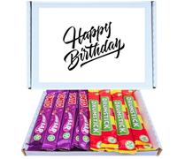 Happy Birthday Treat Box | Drumstick & Vimto Chew Bars 24 Pack Mixed Box Includes 12 Drumstick Raspberry & Milk and 12 Vimto Fruit Flavour Chewy Bars Classic Retro Sweets Snack Multipack