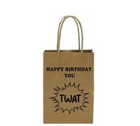 Happy Birthday Twat Funny/Novelty Strong Brown Paper Printed Gift Bag, Humourous Gift Wrap/Bags
