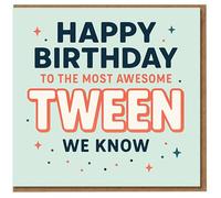 Happy Birthday Tween Card - 'Happy Birthday to the Most Awesome Tween We Know' Colourful Stars Design for Pre-Teens, Boys or Girls