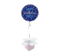Happy Birthday Uncle Round Foil Helium Balloon - Inflated Balloon in a Box