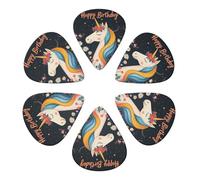 Happy Birthday Unicorn Floral Guitar Picks 6 Pack Thin Medium Heavy Thickness Guitars Pick For Acoustic Electric Guitar Ukulele Bass 0.46mm