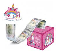 Happy Birthday Unicorn Pull Surprise Money Box for Girls, Funny Money Gift for Cash Gifts