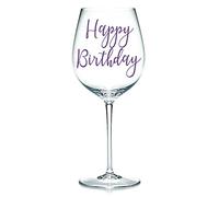 Happy Birthday - Vinyl Sticker Decal Transfer Label for Glasses, Mugs. Gift Bag, Box, Celebrate, Party (Small - 3cm Tall Capital Letter Height, Silver)