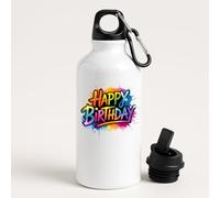 Happy Birthday Water Bottle Gift for Him or Her Leakproof Reuseable Sports Fun Hydration Birthday Present for Friends Kids Boyfriend Gym Mom Dad Drink Outsider Tour - White