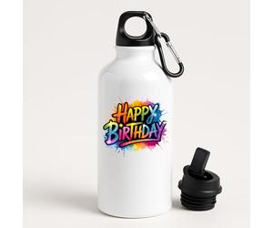 Happy Birthday Water Bottle Gift for Him or Her Leakproof Reuseable Sports Fun Hydration Birthday Present for Friends Kids Boyfriend Gym Mom Dad Drink Outsider Tour - White