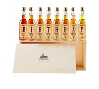 Happy Birthday Whisky Selection Box | Premium Miniature Whisky Gift Set from Scotland, Ireland, USA & Japan | Thoughtful Whisky Gift - Pack of 8 Mini Bottles Spelling 'Happy Birthday' (Wooden Box)