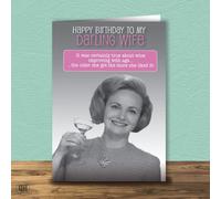 Happy Birthday Wife Card - Wine Improving With Age