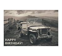 Happy Birthday Willys WW2 Jeep Greeting Card PT112
