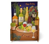 Happy Birthday Wine & Cheese 3D Pop Up Greeting Card by Alljoy Cards MN063