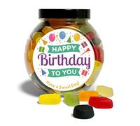 Happy Birthday Wine Gums Jar, Favourite Sweet Choices Gift with Fun Design (Cookie Jar, 550g)