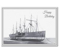 Happy Birthday wishes for men and women. Exclusive designer Fine Art card for him or her. Quality Giclée print of a unique, picture of SS Great Eastern. Great those who love ships and boats