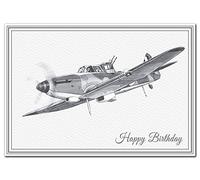Happy Birthday wishes for men and women. Fine Art drawing card for him or her. A Giclée print of a unique, hand drawn Boulton Paul Defiant airplane. Aircraft, flying and planes.