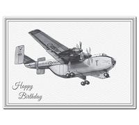 Happy Birthday Wishes for Men and Women. Unique Fine Art Card for him or her. Quality Giclée Print of Hand Drawn Blackburn Beverley Airplane - Aircraft Enthusiasts who Love Flying and Planes