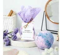 Happy Birthday - Yorkshire Violet Bath Bomb | Large 180g Vegan Plastic-Free Birthday Bath Bomb Gift | Handmade in The UK | Relaxing Violet Scented Self-Care Gift for Women & Men