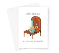 Happy Birthday Your Royal Highness Greeting Card | Funny Hand Illustrated Bong On A Throne Birthday Card, Stoner Birthday Card, Weed Birthday Card for Friend, Cannabis Joke Birthday Card