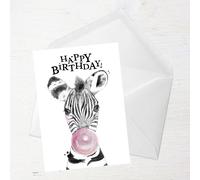 Happy Birthday Zebra Greetings Card - Large Card
