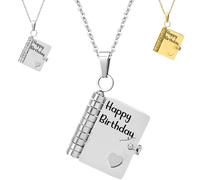 Happy Birthdays Book Necklace, The Most Beautiful Chapter Book Necklace for Granddaughter, Adjustable My Little Star necklace, for Daughter, Granddaughter, Sister, Friend (Silver)