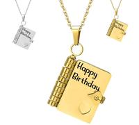 Happy Birthdays Book Necklace, The Most Beautiful Chapter Book Necklace for Granddaughter, Adjustable My Little Star necklace, for Daughter, Granddaughter, Sister, Friend (Gold)