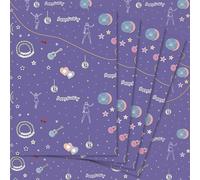 Happy BirthTay Wrapping Paper - 4 Sheets of Pop Music Vinyl Guitar Giftwrap - Recyclable & Eco Friendly - Purple Girls Birthday Wrapping Paper - Sunglasses, Glitterball, Stars, Mirrorball