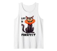 Happy Black Cat Orange Face Cartoon Grin Feline Lover Tank Top