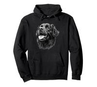 Happy Black Dog Detailed Sketch Art Drawing Pullover Hoodie