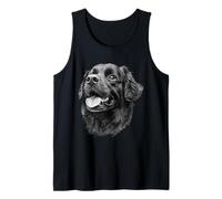 Happy Black Dog Detailed Sketch Art Drawing Tank Top