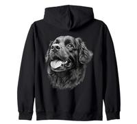 Happy Black Dog Detailed Sketch Art Drawing Zip Hoodie