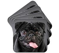 Happy Black Pug Coaster/Pack of Coasters