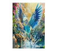 Happy Blue Budgerigar 300 Pcs Jigsaw Puzzles Puzzles for Adults Teens Relaxing Fun Family Game Team Building Stress Reducing Autumn Durable Cardboard 300 PCS