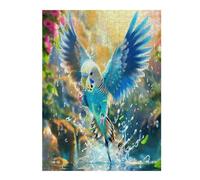 Happy Blue Budgerigar 500 Piece Complete Jigsaw Puzzle Set Teens Beginners Mind Relaxation Puzzle Fans Group Play Anniversary Fathers Gift Thick Cardboard 500 PCS