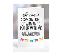 Happy Blue Sapphire Wedding Anniversary Card, Birthday Gifts for Wife, Girlfriend, Partner, Spouse, Funny, Valentines Gifts for Him, Her, Presents for Men, Women, A5-190_140