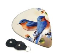 Happy Bluebirds Guitar Picks 6 Pcs, 0.96mm Thickness Celluloid Plectrum with Leather Picks Holder, Personalized Guitar Pick for Bass Electric Acoustic Guitars Lovers Gift
