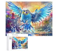 Happy BlueBudgerigar 500 Piece Jigsaw Puzzles Adults ChildrenJigsaws After-Work Leisure Brainteasing Puzzle Colleagues Stress Buster 500 PCS