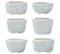 happy bonsai 1.8"(4.5cm) 6pc Mini Glazed Pots Gray White