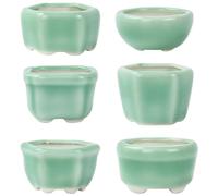 happy bonsai 1.8"(4.5cm) 6pc Mini Glazed Pots Green
