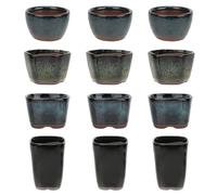 happy bonsai 12 pc Mini Glazed Pots 1.6 Inch (4cm)